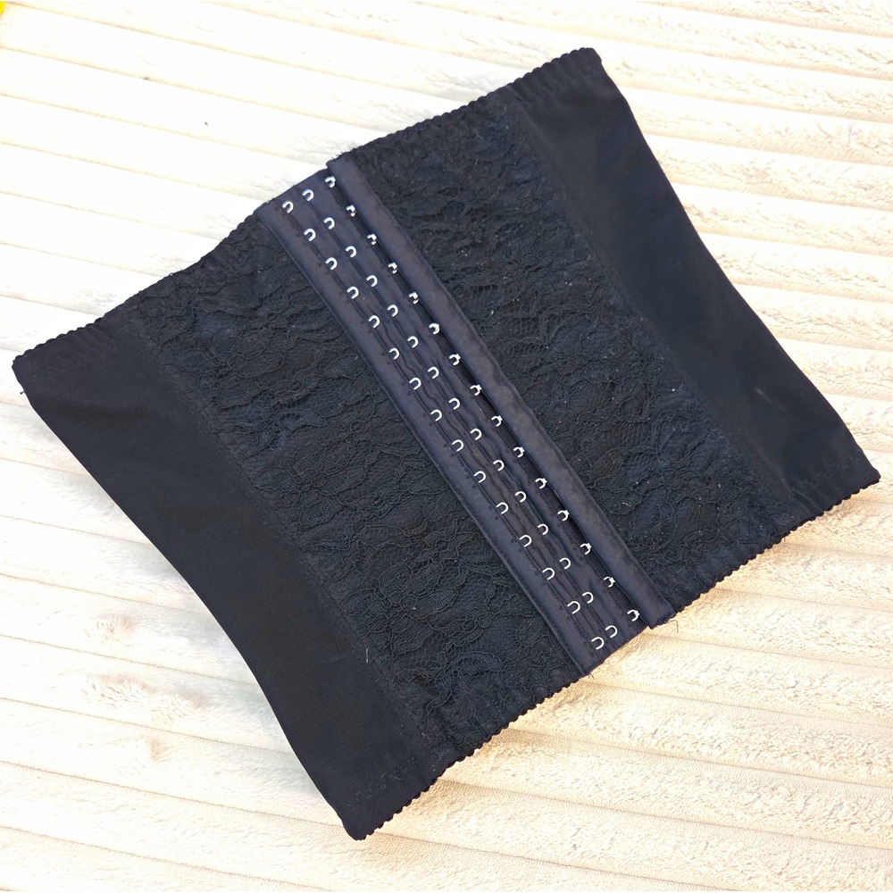Black Lace Underbust Waist Cincher Trainer Corset Shapewear Belly Shaper S